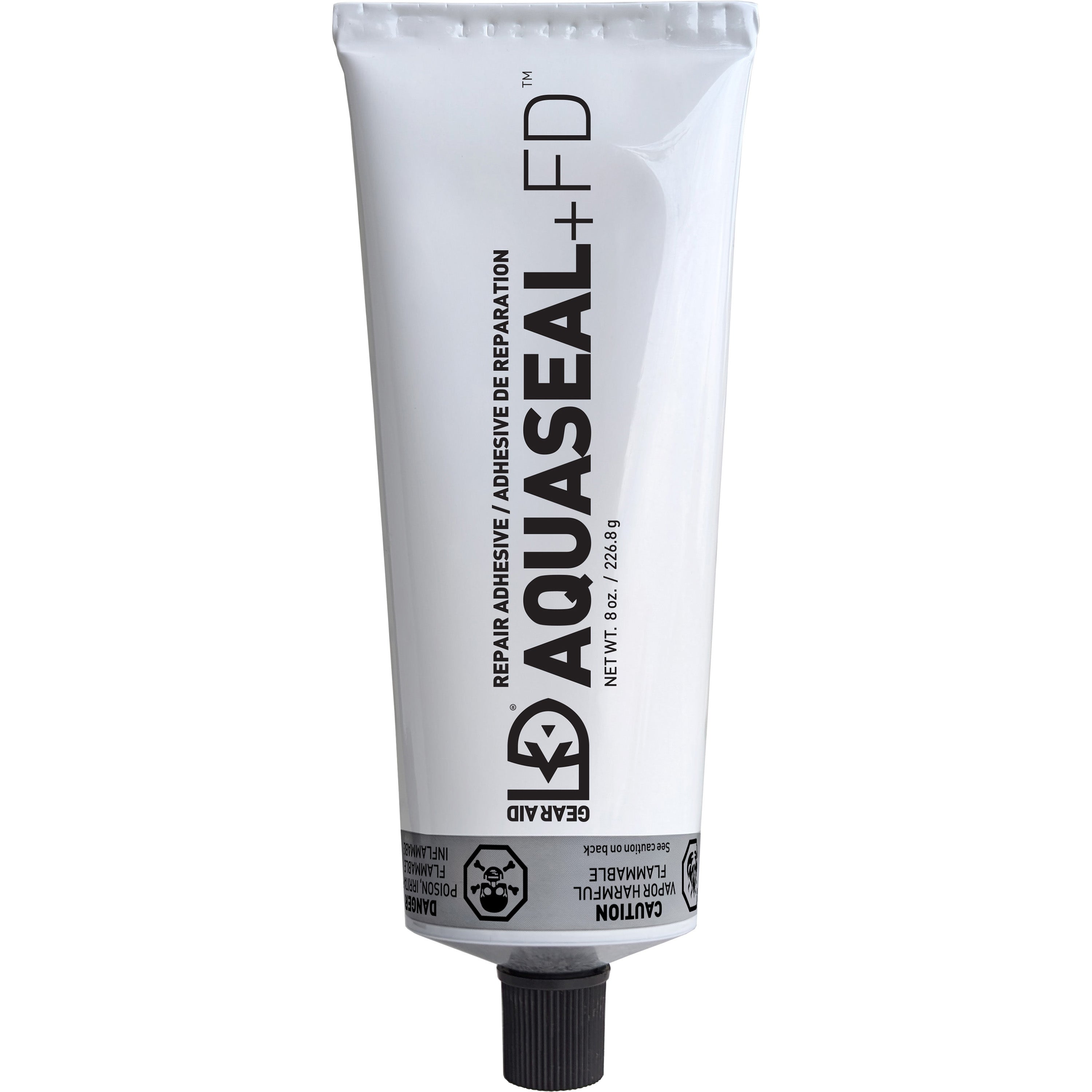 Large 8 oz tube of Aquaseal FD on white background.