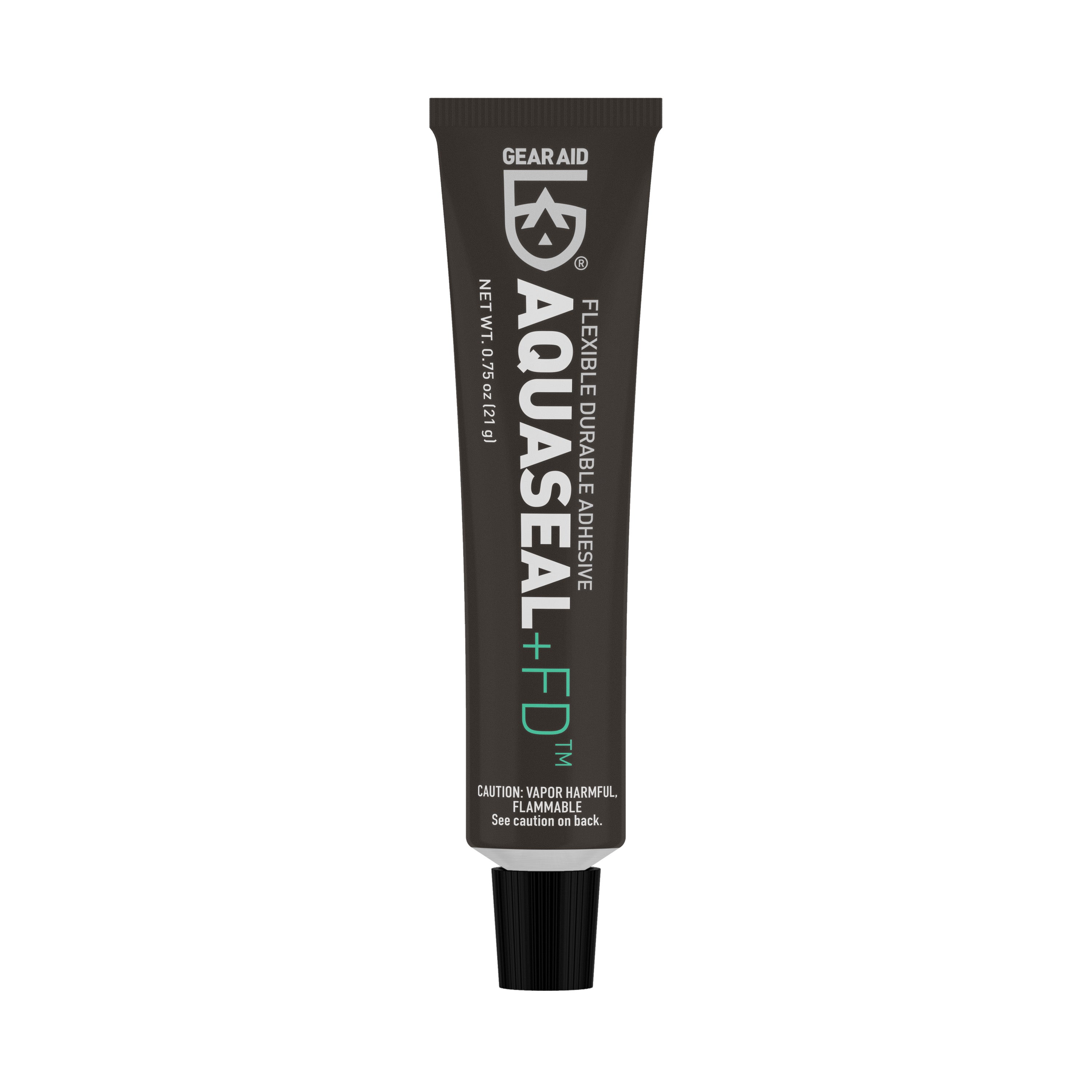 Tube of Gear Aid Aquaseal+FD adhesive on a white background