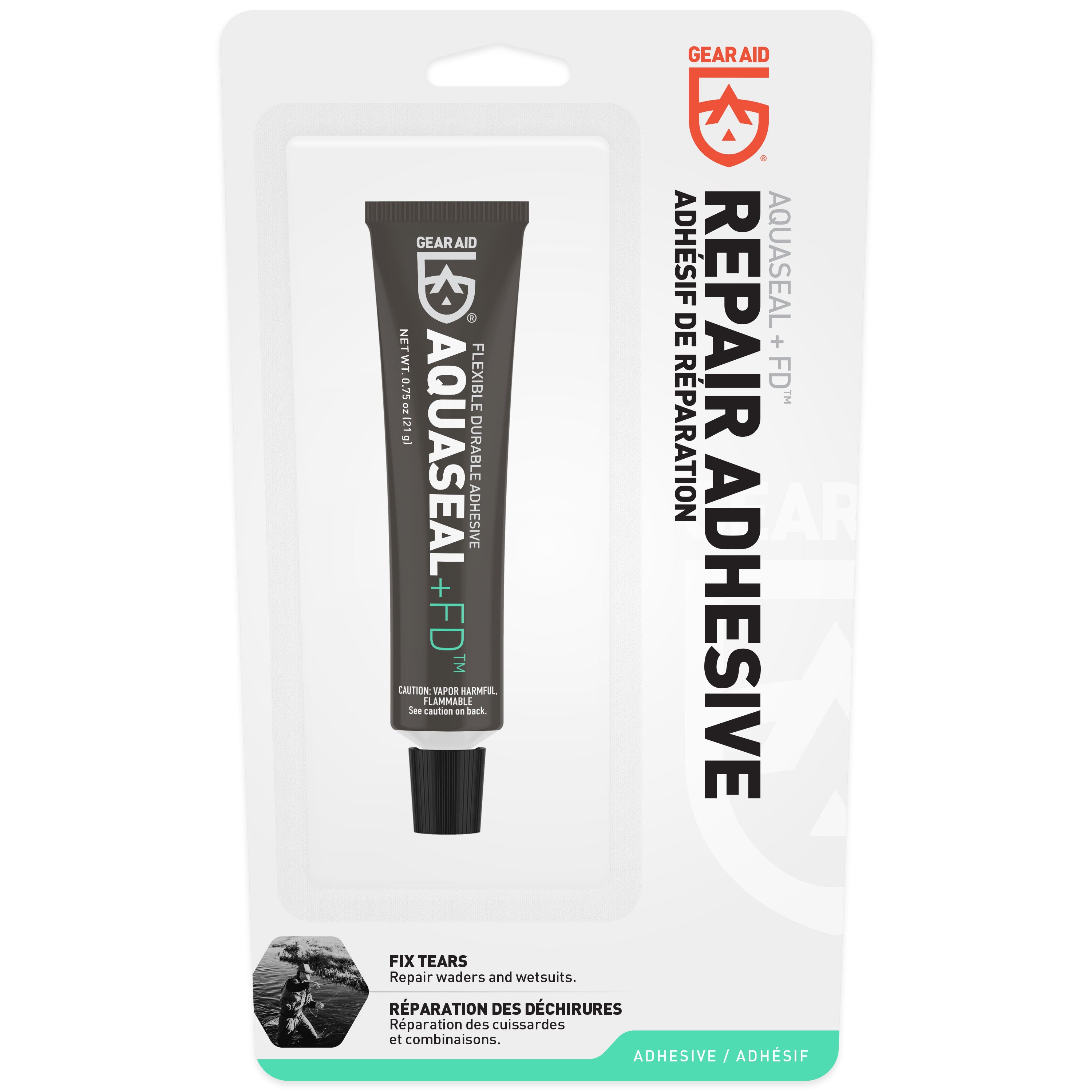 Aquaseal repair adhesive tube with packaging on a white background