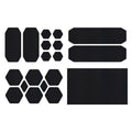 Set of black patches on a white background