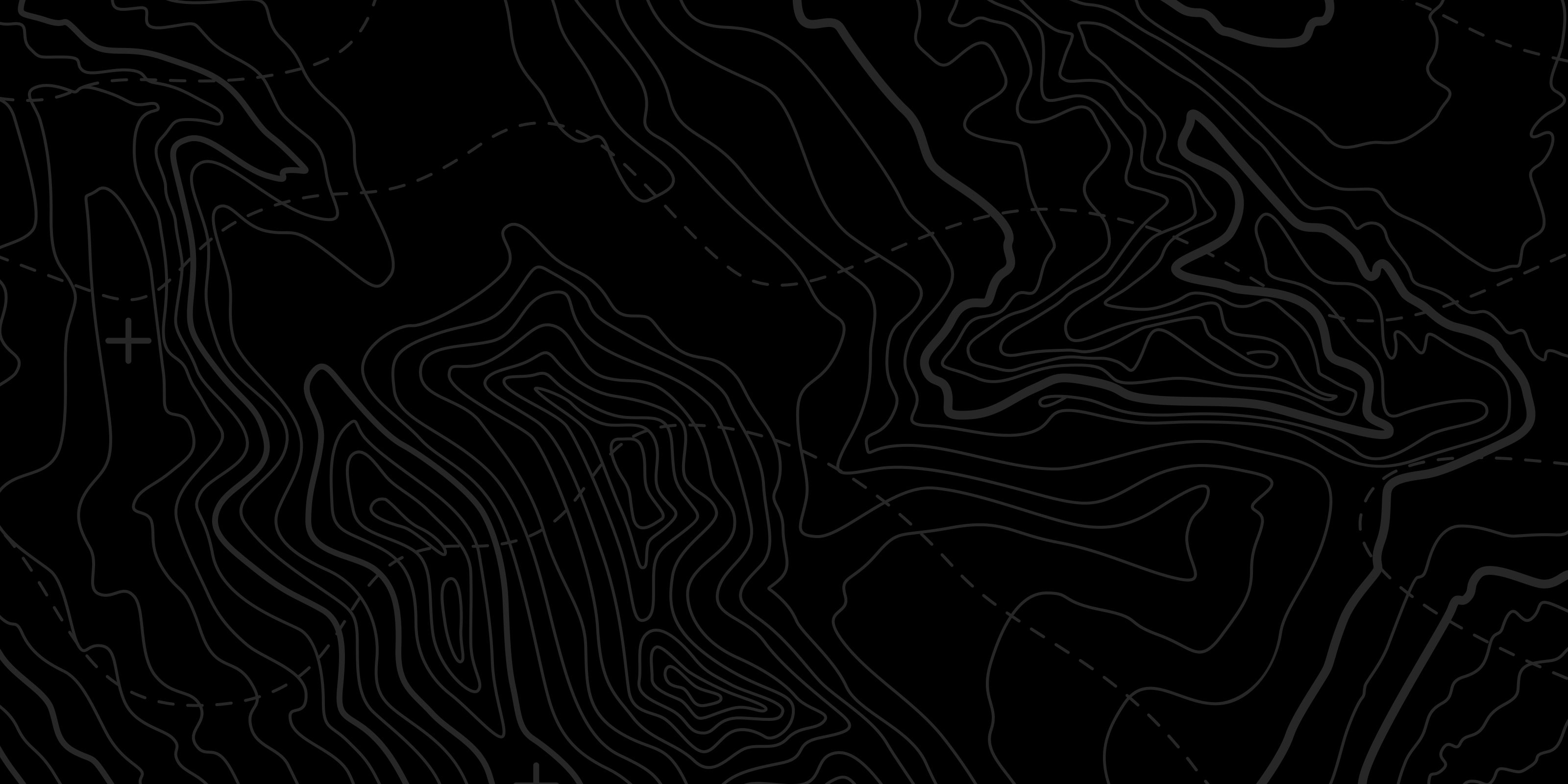 Topographic map with black lines on a black background