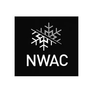 NWAC logo with a snowflake design on a black background