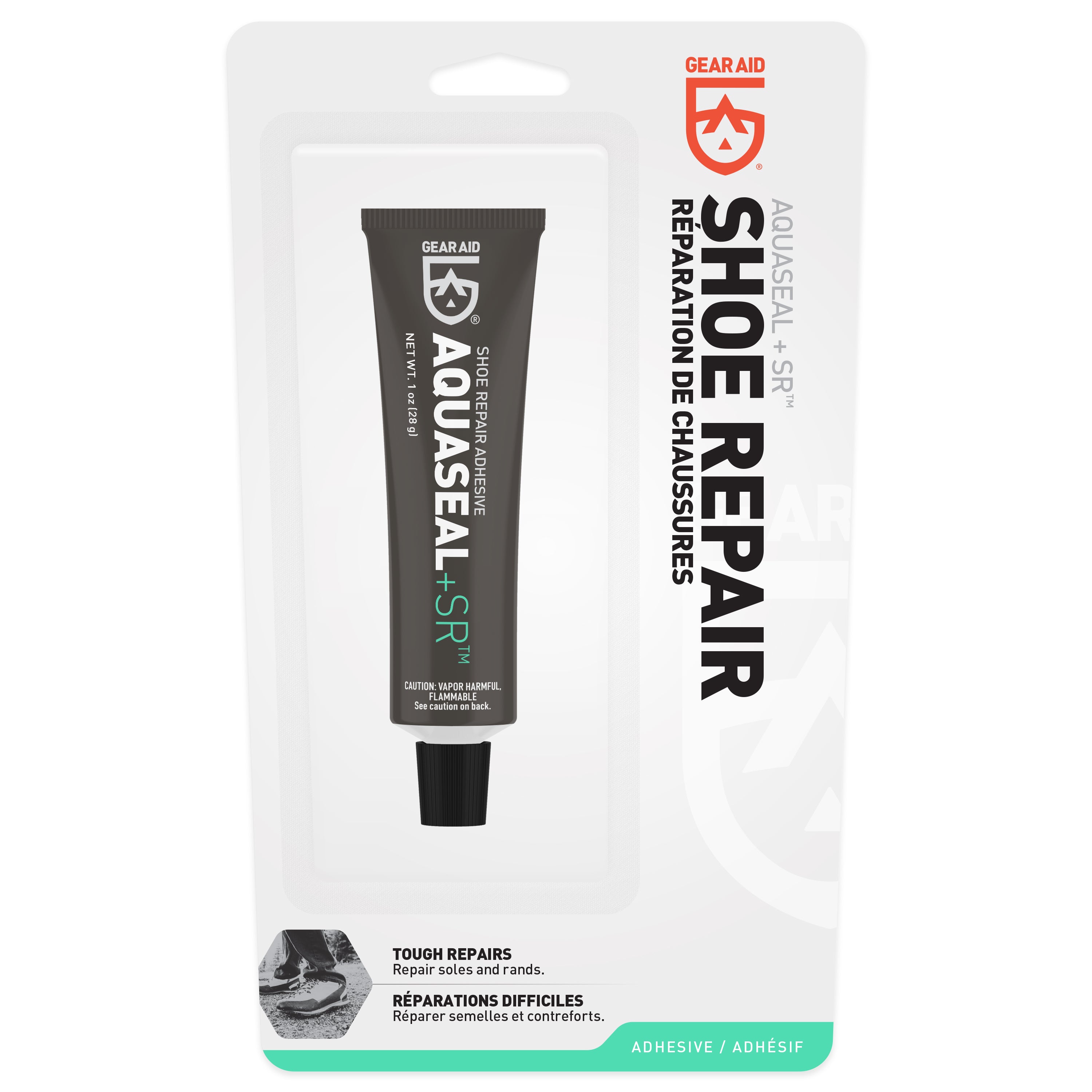 Aquaseal SR tube in branded GEAR AID packaging on a white background