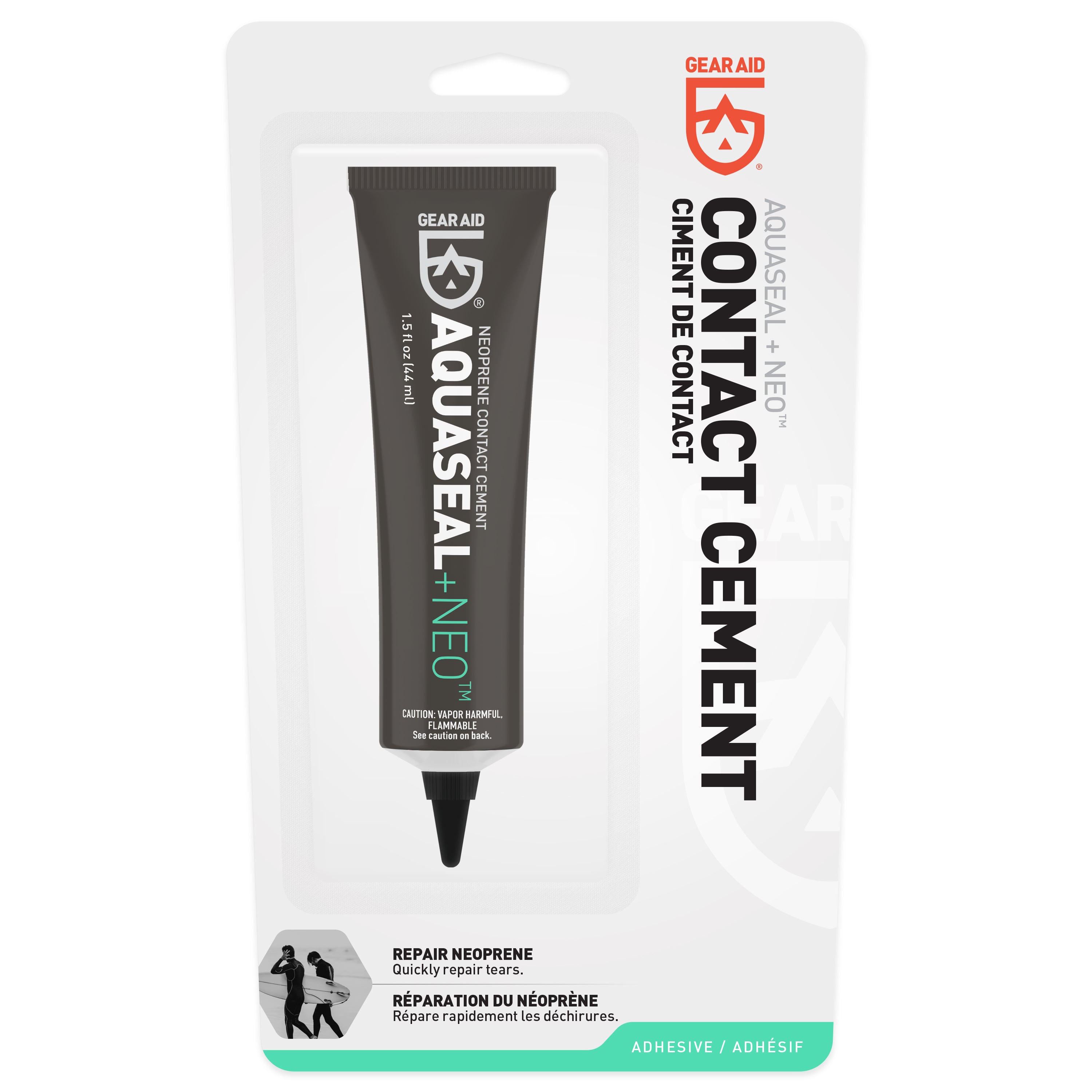 Tube of Aquaseal NEO in GEAR AID branded packaging on a white background