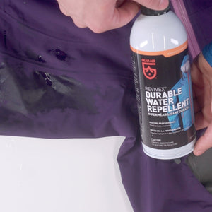 Revivex durable water repellent on purple skin